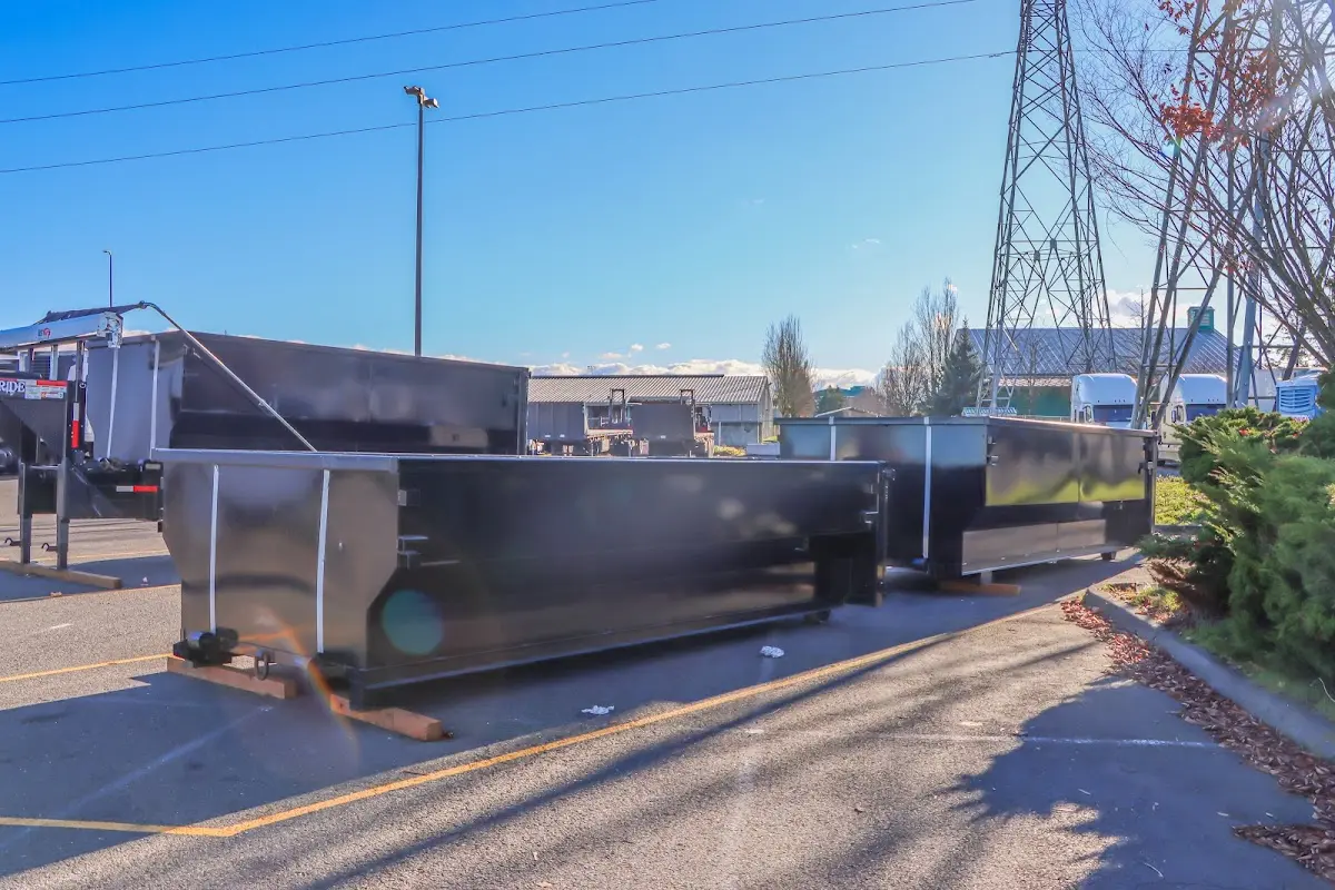 Roll-off dumpster ready for waste disposal at job site for Construction Dumpster Rental in Lake Elsinore